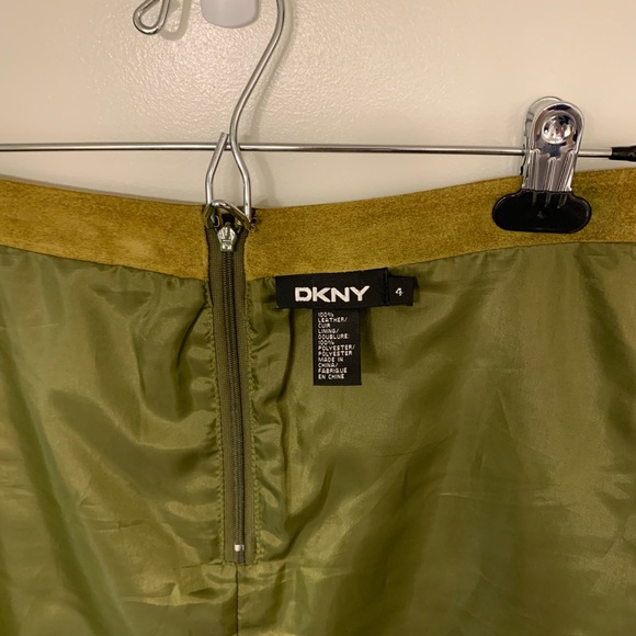 DKNY lime green suede a-line skirt. Shorter in the front than the back. - Picture 4 of 4